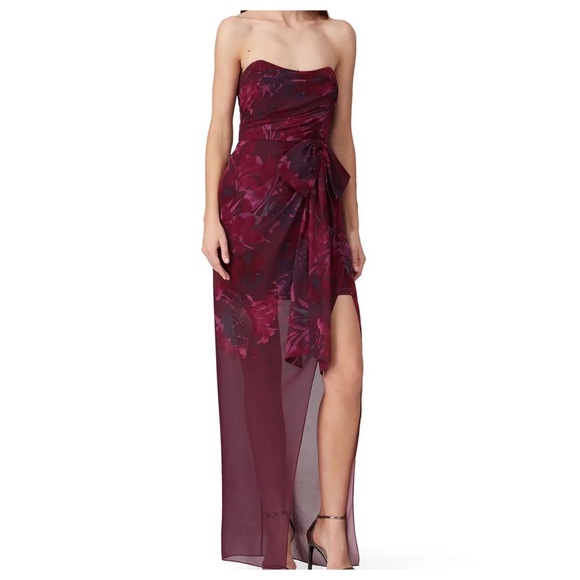 Badgley Mischka Dresses & Skirts - Badgley Mischka dress Red Floral Strapless